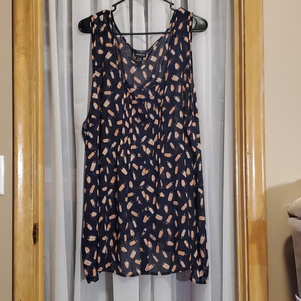 Navy blue with pink popsicles tank with split back